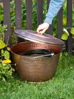 Hammered Copper Hose Pot With Lid -Yard Tool Store 8613311 0010