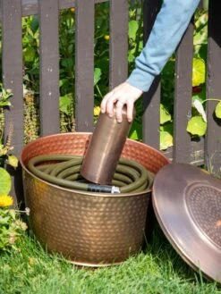 Hammered Copper Hose Pot With Lid -Yard Tool Store 8613311 0019